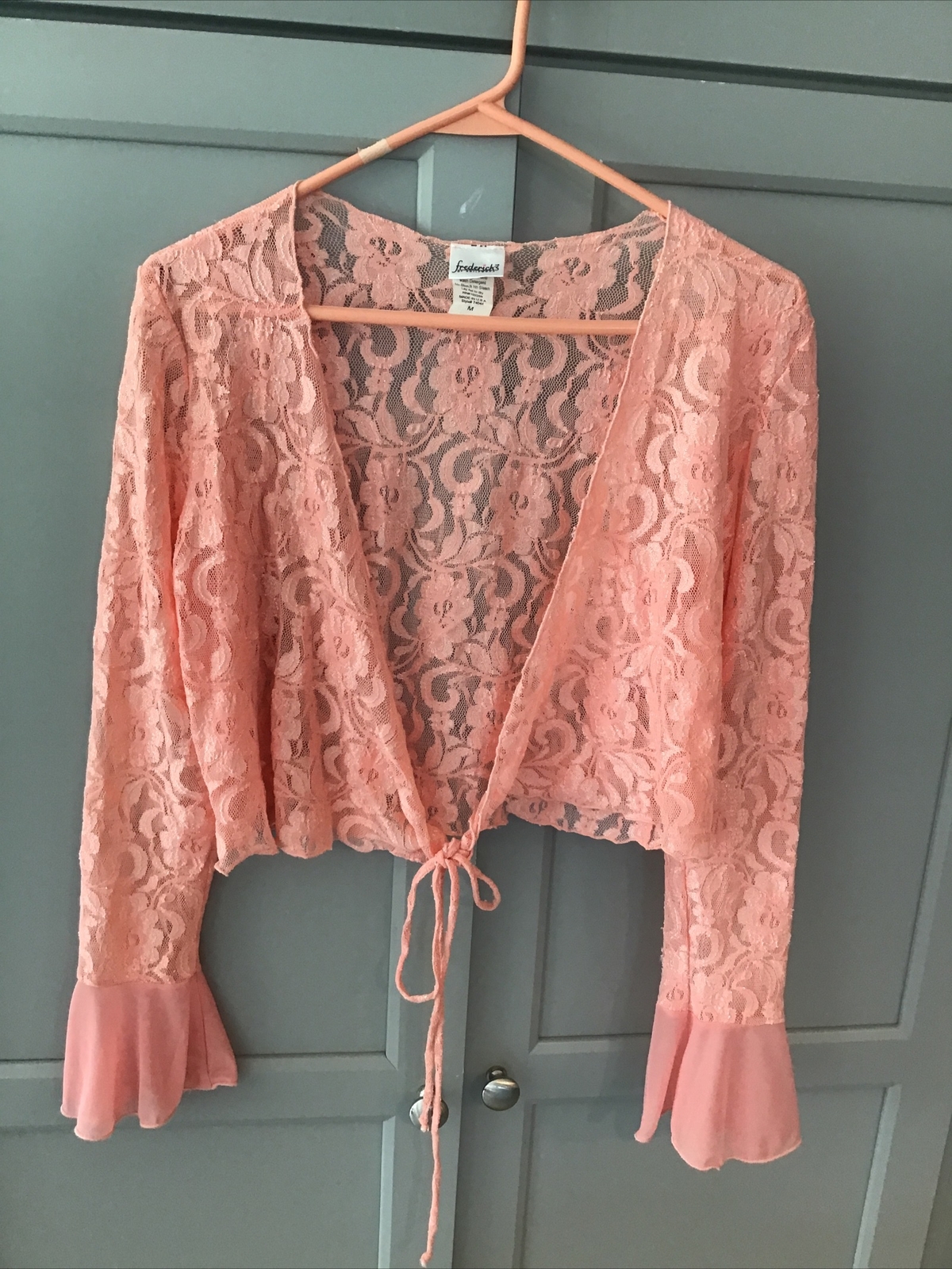 Fredericks of Hollywood Lace Cropped Tie Blouse Ruff… Gem