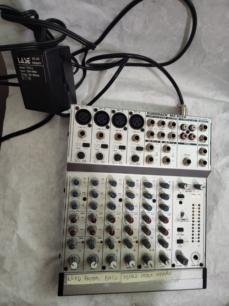 BEHRINGER EURORACK MX 802A 8 Channel MIXER w/ POWER SUPPLY | eBay