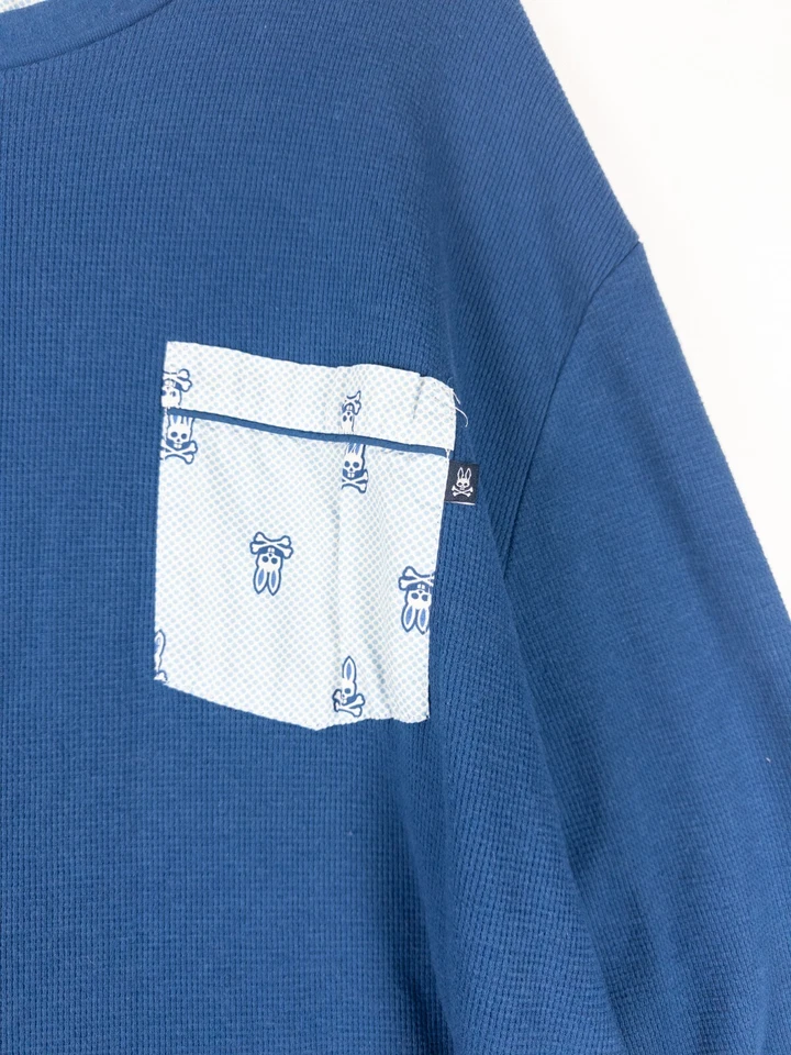 Psycho кролик пуловер свитер мужской XXL синий логотип хлопковая смесь трикотажа - Изображение 3 из 4