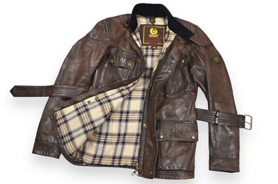 Vintage Belstaff Panther Jacket Motorcycle Leather Brown Italy