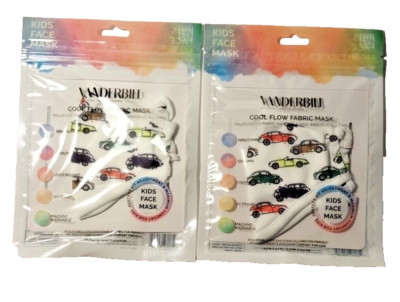 Vanderbilt Breathable Cool Flow Fabric Face Mask Colorful Cars For Kids  Ages 3+