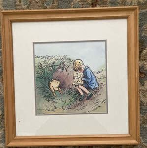 Winnie the Pooh Framed Disney Print Christopher Robin Reading to Pooh Great Gift