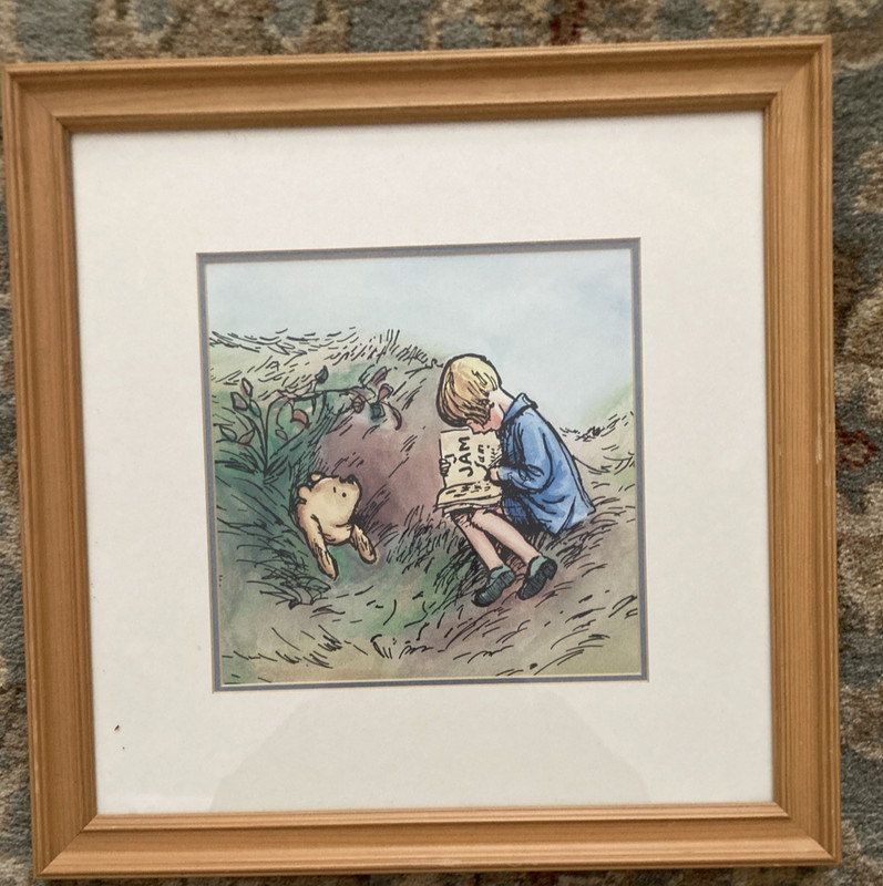 Winnie the Pooh Framed Disney Print Christopher Robin Reading to Pooh Great Gift