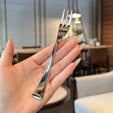 Stainless Steel Dinner Fork Long Handle Table Forks Set Korean Cutlery Four Tine