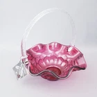 Vintage Fenton Cranberry Glass Basket Ruffled Crimped Twisted Handle 10"