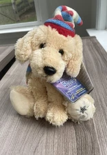 Shining Stars Russ Berrie Yellow Lab Plush New With Sealed Code Tag Hat Scarf