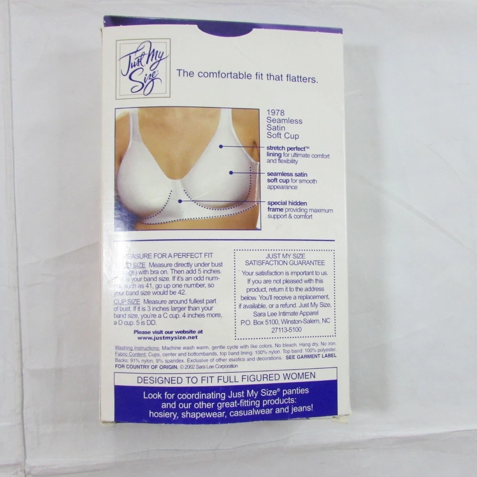 jms Just My Size Women's 48C Seamless Satin Soft Cup Bra # 1978 - Image 2 of 3