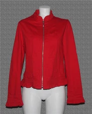 Christine Alexander Swarovski Crystals Ruffle Collar Cuffs Cotton Jacket Wms S/M