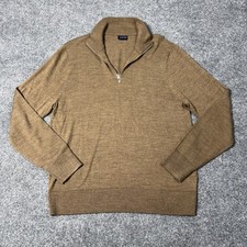 J.Crew Sweater Mens Medium Brown Wool Acrylic 1/4 Zip Mock Neck Pullover Knit