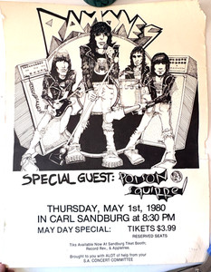 Super Rare 1980 RAMONES DeKalb, IL HS Concert Poster