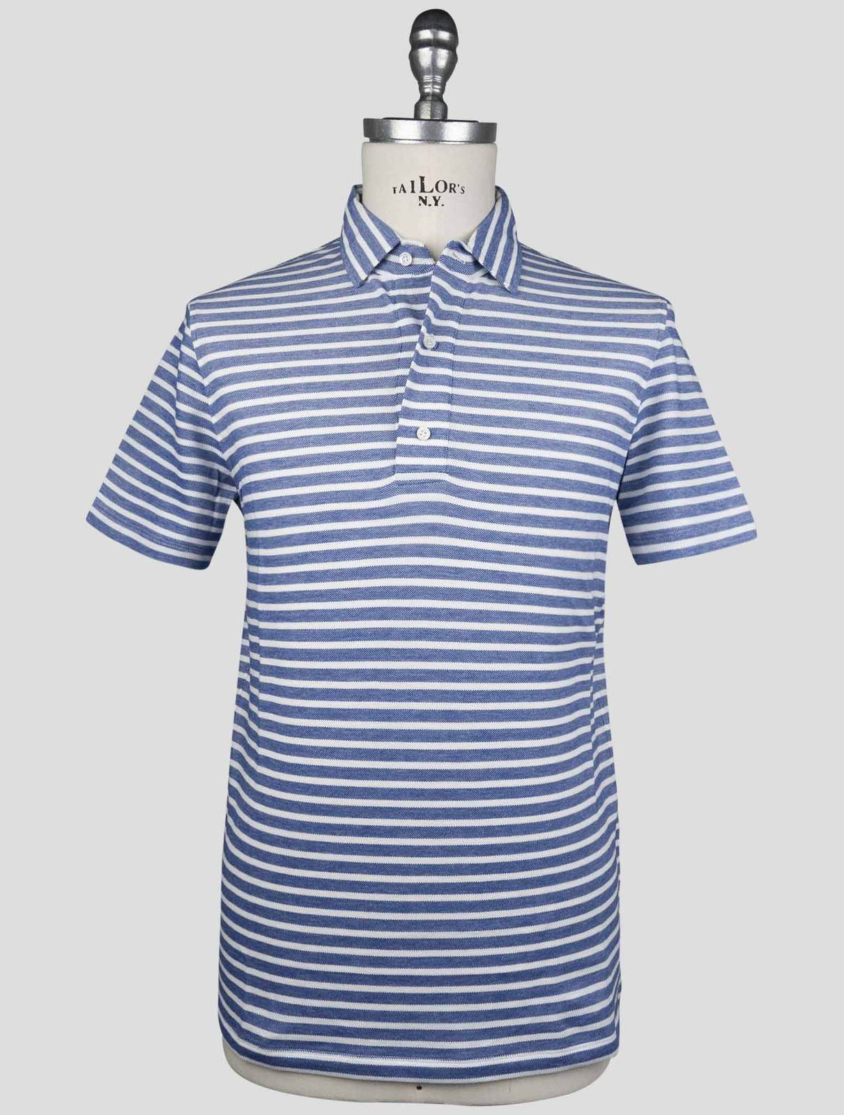 Isaia Сине-белое хлопковое поло из хлопка YXA143 для мужчин