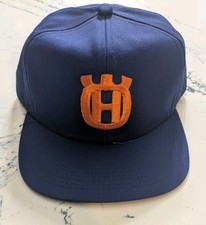 Vintage Deadstock 80's Husqvarna Embroidered Snapback Cap Hat Blue NWOT New OSFM