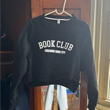 Black Cropped Book Club Exclusive Since 2014 Sweatshirt Women's Size S