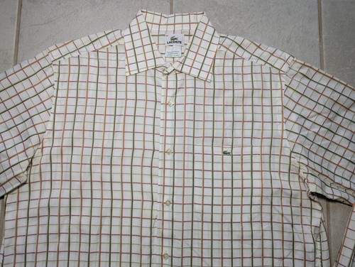 Lacoste Men's 42 Large Button Down Long Sleeve Cotton Multicolor Checkered - Picture 3 of 8