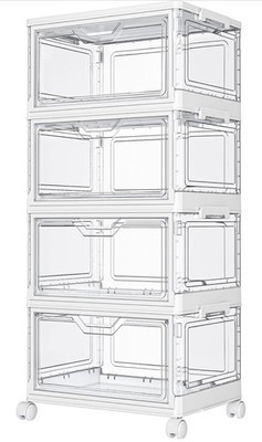Clear Storage Bins with Lids,4 Tier Plastic Bins with Wheels,Stackable Storag...
