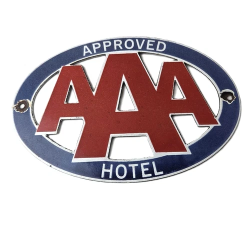 Vintage AAA Sign - American Hotel Travel Tow Truck Auto Car Porcelain Sign