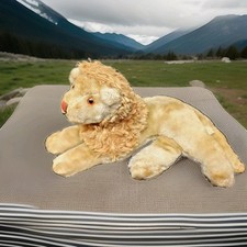 Vintage Antique Mohair Lounging Lion Stuffed Animal