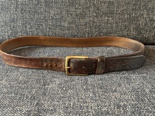 Vintage Belt Cowhide Leather Solid Brass Patina & Distress USA Made