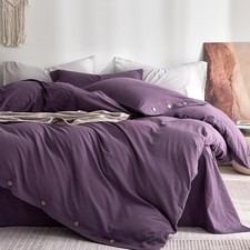 JELLYMONI 100 Washed Cotton Duvet Cover Queen   Soft, Breathable Linen-Lo