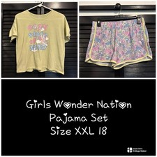 Girls Wonder Nation Floral Pastel Pajama Set - Tee Shirt  Shorts - XXL 18