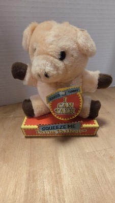 Vintage 1992 DanDee Farm Talker I Can Talk Pig Plush Electronic Squeeze Me Toy