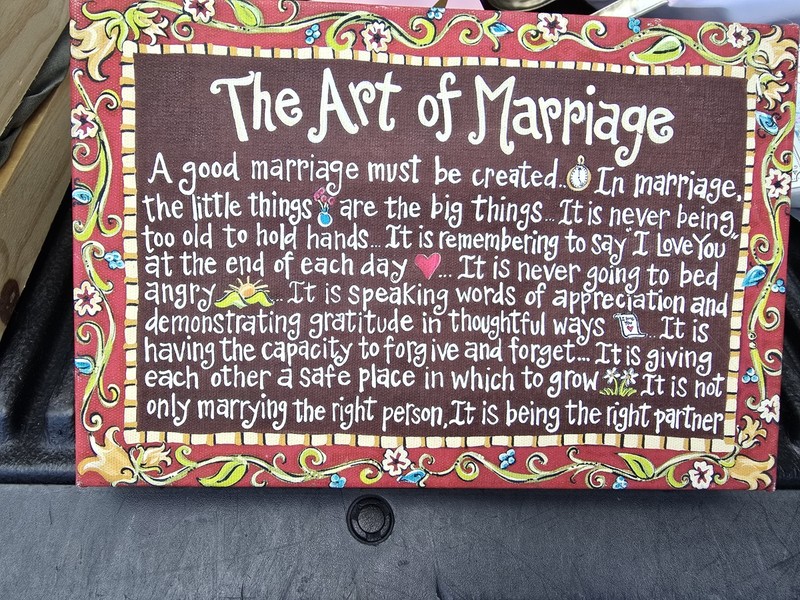 Inspirational Marriage Quote canvas Plaque, Floral Multicolor