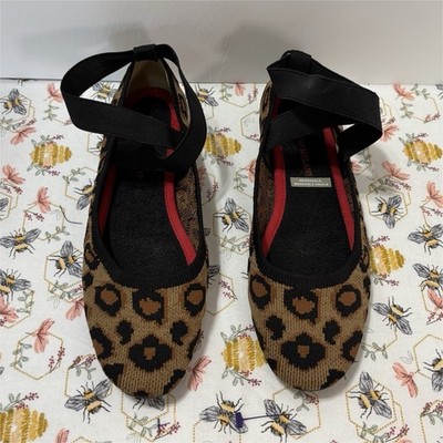 ANTONIO MELANI Women s Animal Print Knit Cross-Strap Ballet Flats 6M