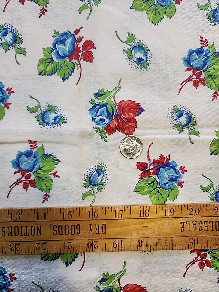 40s 50s Floral Motifs Cotton Fabric 32.5"w X 1.25yds Woven Feedsack Style Sewing - Image 4 of 4