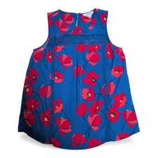 Market & Spruce Blue Floral Crochet Yoke Blouse - M