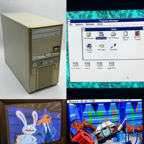 Restored Windows 3.1 DOS Retro Gaming Computer Pentium CPU CDROM 3.5 Floppy