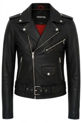 Men's Motorcycle Leather jacket Genuine Buffalo Skin Brando Style Black Biker
