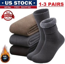 3 Thermal Socks for Men Thick Warm Winter Outdoors Hiking Wool Cotton Socks USA