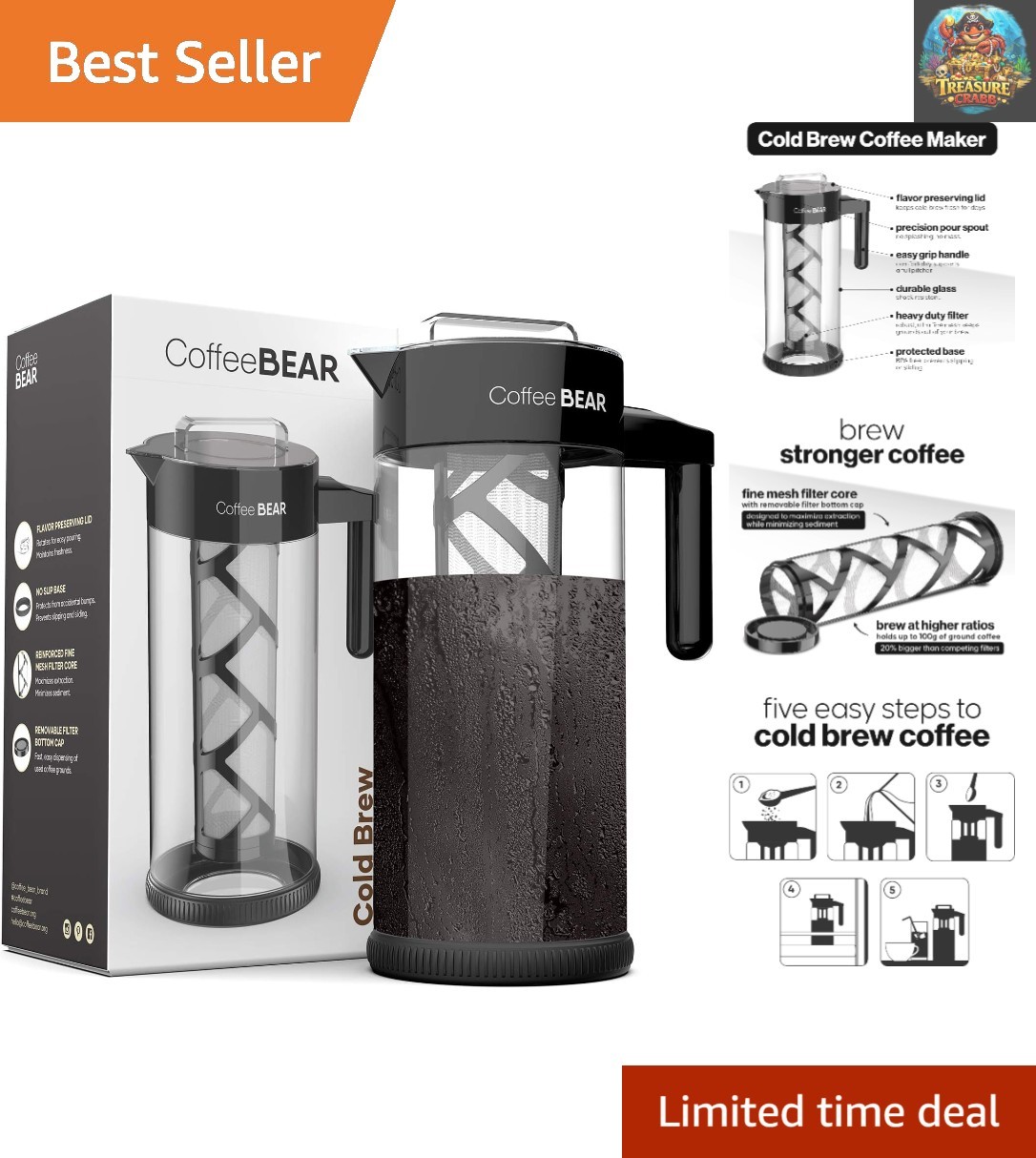 With Reusable Filter - 1.3l Glass Pitcher