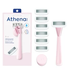 Women's Razor Shave Kit, 1 Rose Razor Handle + 6 Blade Refills