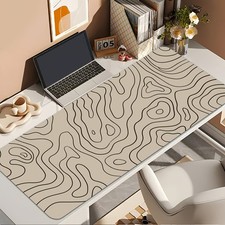 40 90cm XXL Large Gaming Desk Mat  Mouse Pad - Non-Slip Rubber Base, BeigeBlack