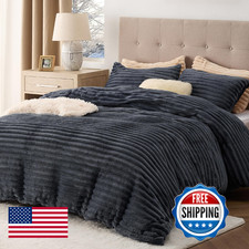 Bedsure Fluffy Duvet Cover Set - Ultra Soft Plush Shaggy Comforter Cover Queen