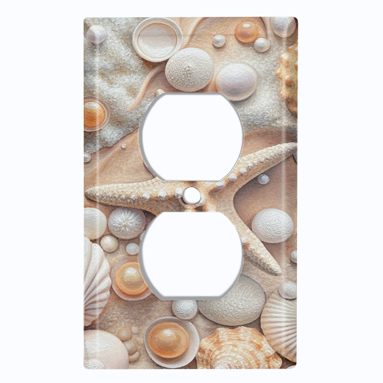 Metal Light Switch Outlet Cover Wall Plate Beige Starfish Seashell Beach OCN139