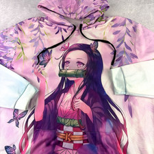 Demon Slayer Anime Nezuko Kamado Hoodie Mens 2XL Cosplay Graphic Pocket Pullover