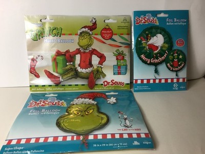 24'' Sitting Grinch Who Stole Christmas & Grinchmas Foil Balloon Decorations-lot