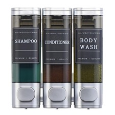 Shampoo and Conditioner Dispenser,Shower Soap Dispenser 3 Chamber No Drill Wa...