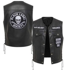 Black Label Society Leather Vest Doom Crew Inc Biker MC Riding Waistcoat