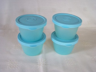 4 x Tupperware D96 UNO türkis 140 ml Dose - SELTEN BENUTZT -