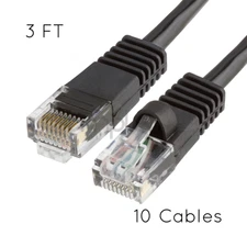 10 pack CAT5e 3FT Cable Ethernet Lan Network CAT5 RJ45 Patch Cord Internet Black