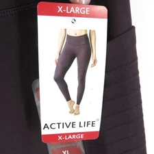 Active Life Women's X-Large Dark Cherry High-Waist Leggings Pockets NWT $98