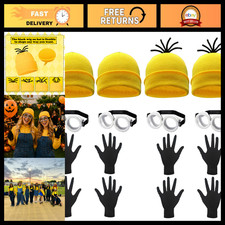 12PCS Halloween Costume Set - Yellow Beanie, Knit Hat, Goggles, Glasses Gloves