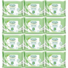 12-PACK Simple Biodegradable Cleansing Face Wipes 25 ct