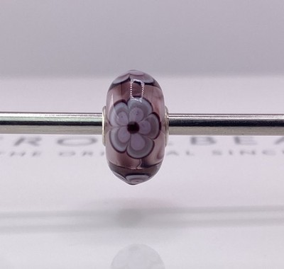 Trollbeads Purple Flower Glass Bead Retired Rare New