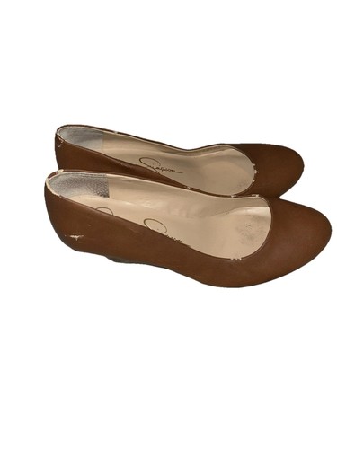 Jessica Simpson Brown 6.5 ~ 36.5 Medium Wedge Almond Toe Heels Fair Condition - Picture 4 of 10