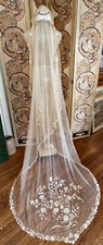 Henri Bendel Antique Bridal Veil w/ Handmade Brussels Point De Gaz Lace ZZ151