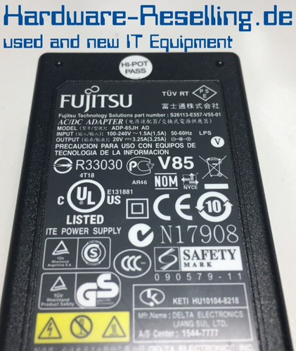 Fujitsu Futro Netzteil Power Supply 65W 20V 3,25A ADP-65JH mit Stromkabel - Bild 2 von 5